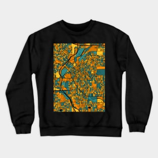 Denver Map Pattern in Orange & Teal Crewneck Sweatshirt